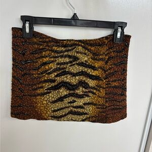 Brown Tiger Print Skirt